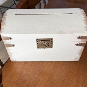 Rustic White Wooden Chest with Lock
